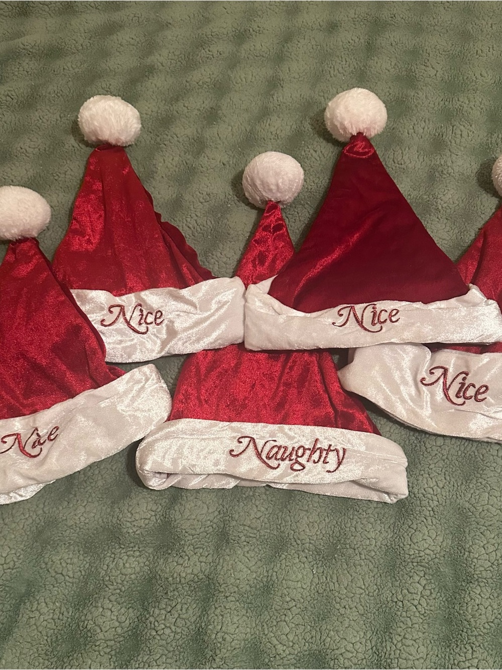 Red 'Nice' and 'Naughty' UNISEX Santa Hats - Festive Holiday Accessory